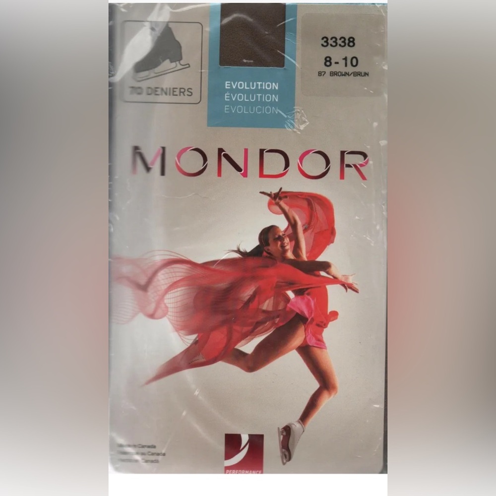 MONDOR 3338 Girl's Evolution Over The Boot Ice-Skating Tights Sz 8-10 Brown NEW